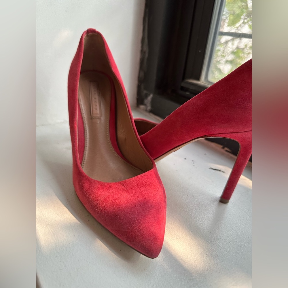 Red Suede Pumps